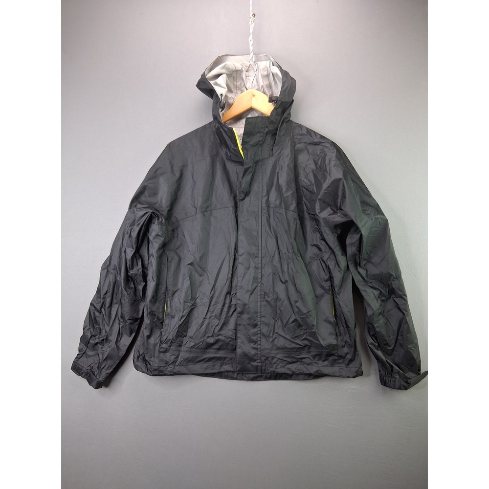 Rugged Exposure Rain Jacket Hooded Windbreaker XS Black Lime Green Ripstop Shell